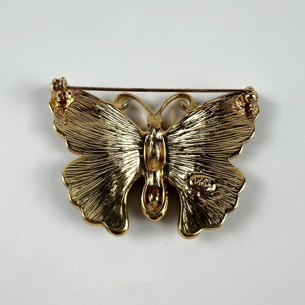 Vintage Joan Rivers Patriotic American Flag Enamel Rhinestone Butterfly Pin Broo - Picture 2 of 2